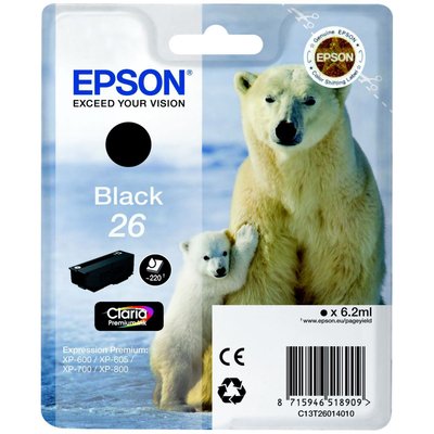 Cartouche d'encre T260 Noire Série Ours Polaire EPSON