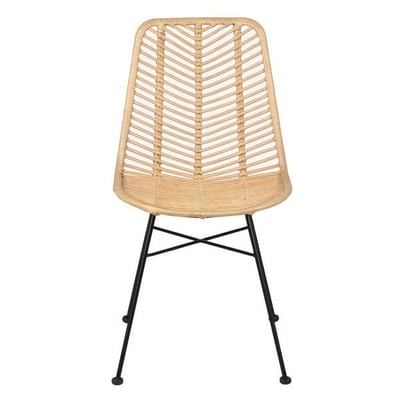 Chaise repas en rotin et métal noir ZAGO