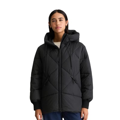 Veste matelassée longue à capuche, coupe décontractée en polyester recyclé MARC O’POLO DENIM