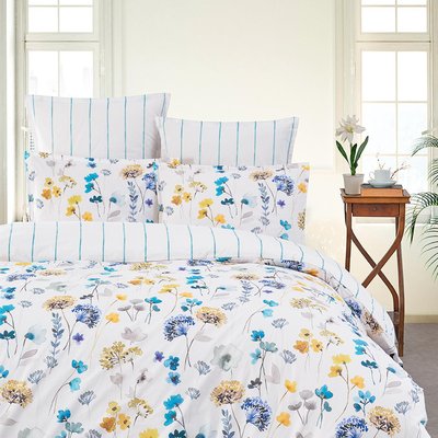 Parure housse de couette percale avec 2 taies 50x70 cm AGATHA SENSEI MAISON