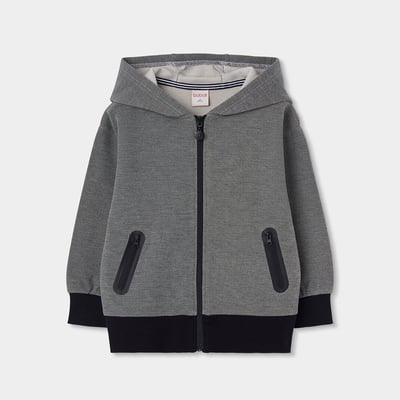 Sweat zippé garçon en maille à capuche BOBOLI