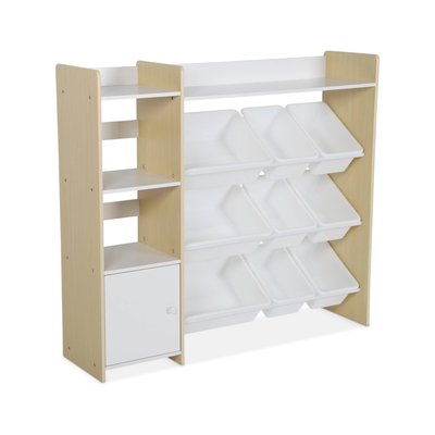 Meuble de rangement enfant 9 bacs de rangement 4 étagères 1 porte SORA SWEEEK