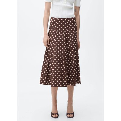 Jupe évasée en lin à pois MANGO