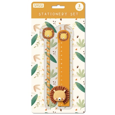 Set de papeterie enfant crayon règle taille-crayon ANIMAUX SASSI JUNIOR