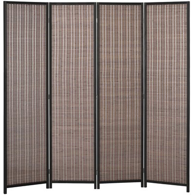 Paravent séparateur de pièce pliable 4 panneaux bois bambou coton HOMCOM