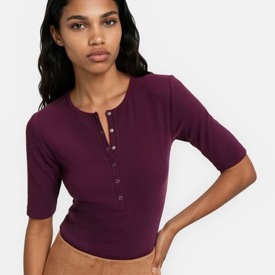 T-shirt scollo tunisino, maniche corte LA REDOUTE COLLECTIONS