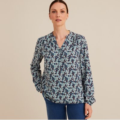 Blusa com decote tunisino, estampado floral ANNE WEYBURN