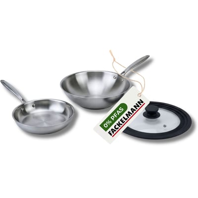 Set de 2 poêles 24/28 cm avec 1 couvercle universel VITA3 FACKELMANN