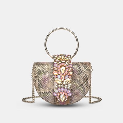 Sac demi-lune convertible en cuir strassé ALMA EN PENA