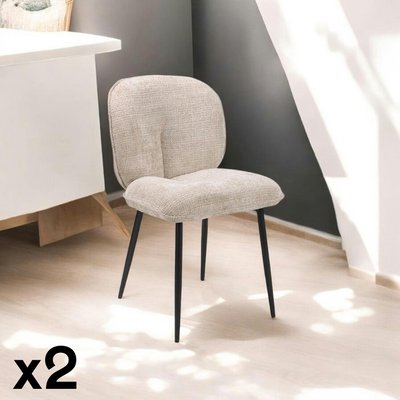 Chaise cosy en tissu beige (lot de 2) IENA PIER IMPORT
