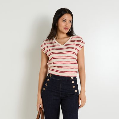 T-shirt col V en maille GRAIN DE MALICE