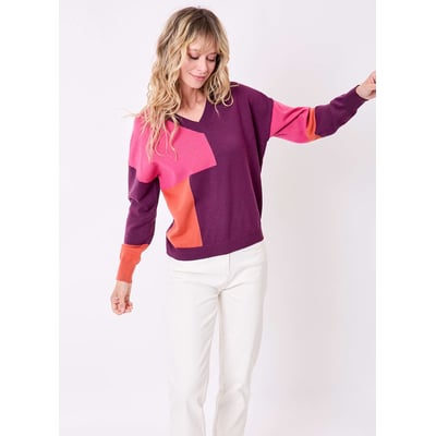 Pull tricot patchwork ALISO LA FIANCÉE