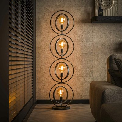 Lampadaire industriel anneaux doubles 4 lampes TRIBECA PIER IMPORT