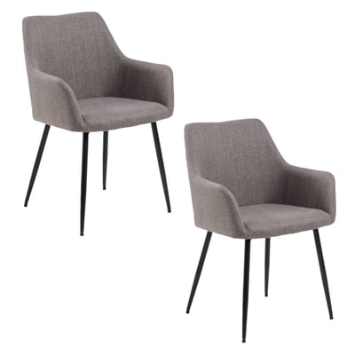 Lot de 2 chaises avec accoudoirs en tissu et acier LIZZY TOILINUX