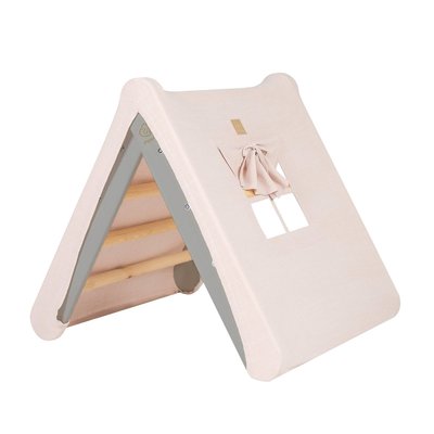 Triangle de pikler para niños - Lin, coton, maison rose, échelle naturelle MEOW BABY