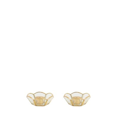 Lot de 2 bougeoirs en verre et métal doré ORNAMI