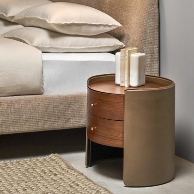 Firmo Walnut & Leather Bedside Table AM.PM
