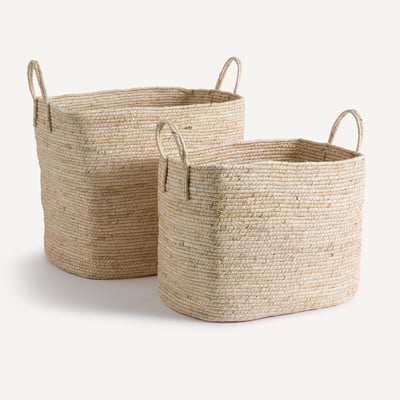 Lot de 2 paniers tressés en corde de maïs, Aiocha LA REDOUTE INTERIEURS