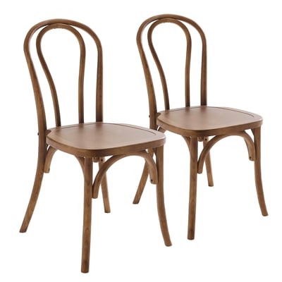Lot de 2 chaises style bistrot en bois d'orme foncé, ELSA OVIALA