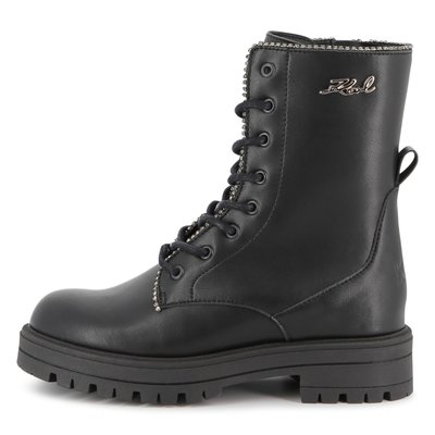 Botte à lacets mi-mollet en cuir de vachette KARL LAGERFELD KIDS