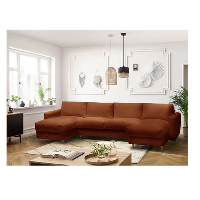 Canapé panoramique convertible 7 places en tissu bouclette, COCOONE BOBOCHIC