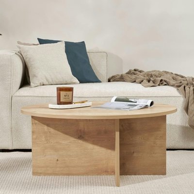 Table basse ronde minimaliste - effet bois de chêne MARFA PIER IMPORT