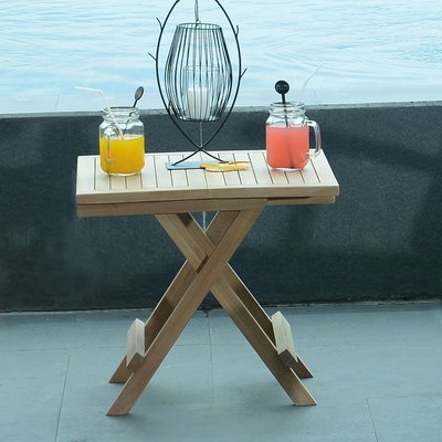 Table basse pliante carrée en teck massif Kento 50 x 50 cm TECK ATTITUDE