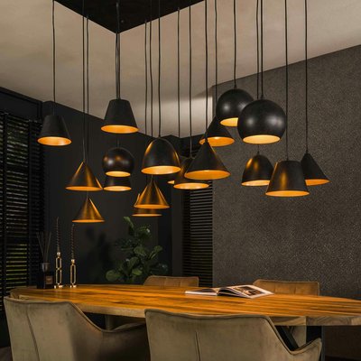 Suspension XXL 18 abat-jour en métal noir RALF PIER IMPORT