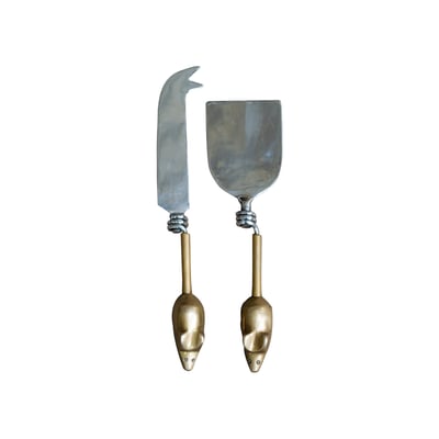 Set de 2 couverts avec manche en laiton Souris CHEHOMA
