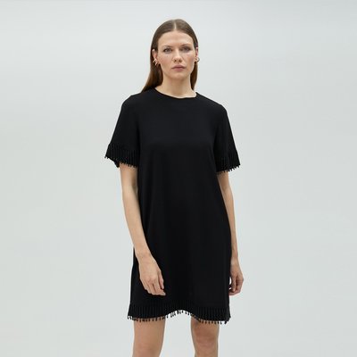 Robe courte avec franges en strass sur les manches et le bas LOLA CASADEMUNT