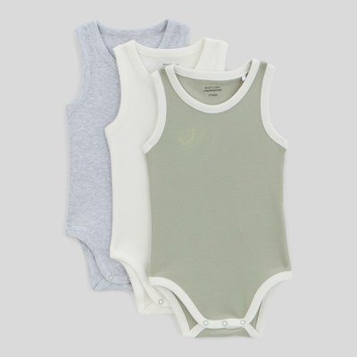Lot de 3 bodies sans manches uni en coton BIO GOTS BOUT'CHOU