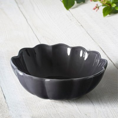 Set of 2 Large Scallopped Nibble Bowls in Grey MM LIVING