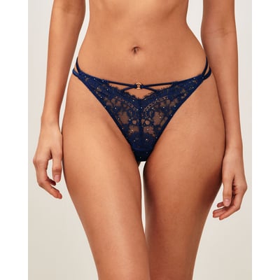 Tanga en dentelle à strass argentés SHINYLOVIZ UNDIZ