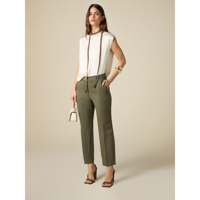 Pantalon cigarette en tissu de TENCEL mélangé fluide à effet froissé OLTRE