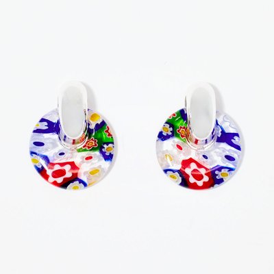 Boucles d'oreilles rondes en verre bleu BALABOOSTE