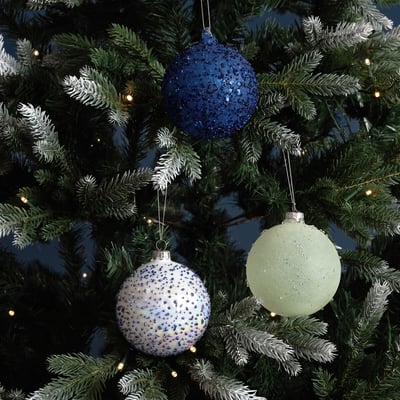 Set of 3 Nordic Blue Baubles SO'HOME