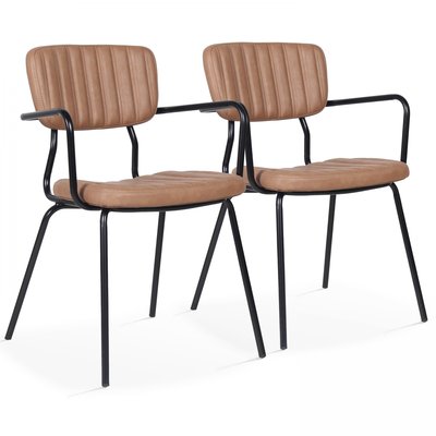 Lot de 2 chaises avec accoudoirs en textile enduit, YORK OVIALA