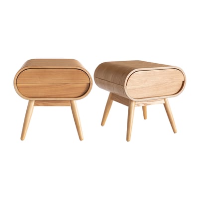Tables de chevet avec tiroir vintage bois clair (lot de 2) BJORG MILIBOO