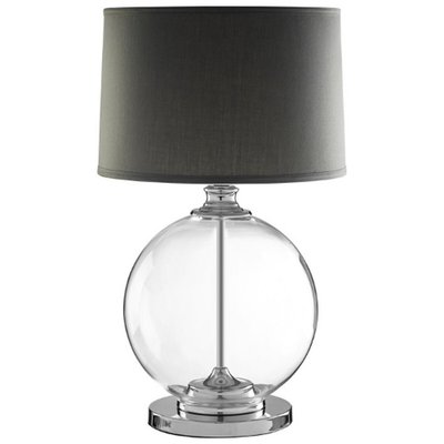 Medium Glass Orb with Linen Shade Table Lamp SO'HOME
