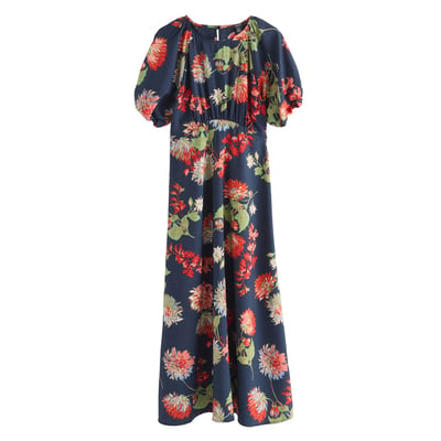 Robe mi-longue à manches bouffantes NEXT