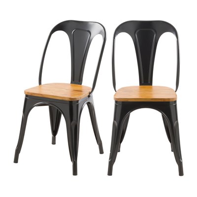Lot de 2 chaises en métal et d'orme - YOANNA RENDEZ-VOUS DÉCO