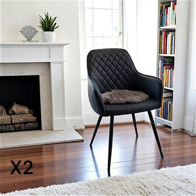 Fauteuil de table noir vintage (lot de 2) SAVONE PIER IMPORT