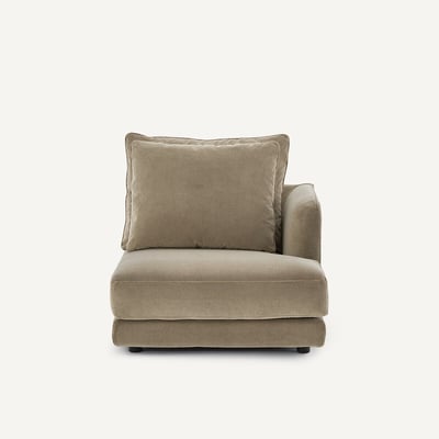 Mezzo divano destro, modulare in velluto stonewashed, TIBERIO AM.PM