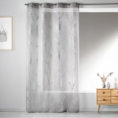 Voilage en Etamine Légère à Impressions Métallisées "Fleur" HOME MAISON