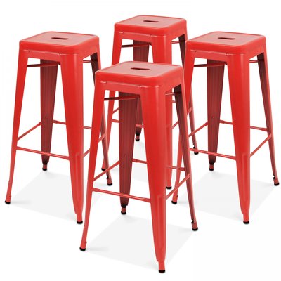 Tabourets de bar en métal mat — Lot de 4, INDUS OVIALA