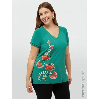 T-shirt avec imprimé fleuri et broderie en FIL sur le devant FIORELLA RUBINO