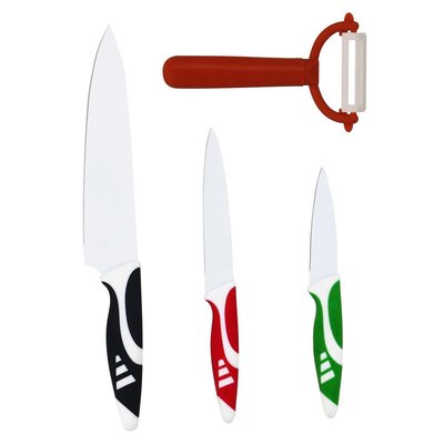 Lot de 3 couteaux et éplucheurs en inox et revêtement céramique MENASTYL