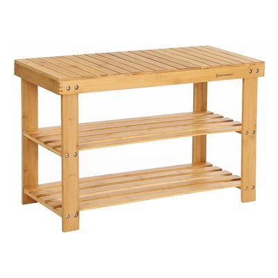 Banc à Chaussures 3 Niveaux en Bambou Naturel - L70 cm CALICOSY