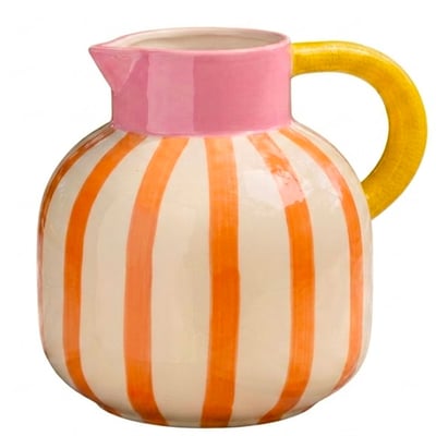 Pichet en porcelaine rayé orange 18x15x20cm WADIGA
