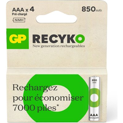 Pile rechargeable AAA ReCyckO lot de 4 850mAh GPE